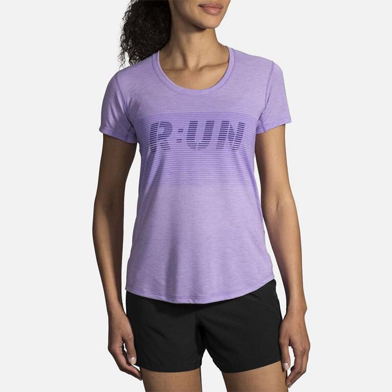 Brooks Women's DISTANCE GRAPHIC Running Tank Top - Purple - Canada (KARMN-7389)